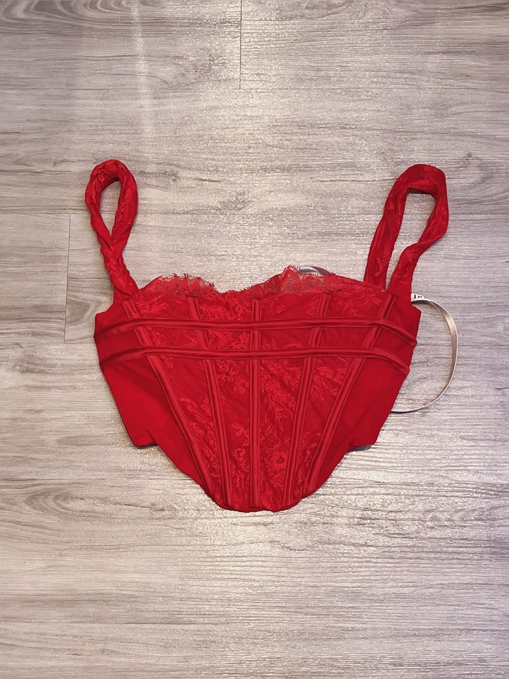 House of CB Red Lace Corset-Style Bustier Tank Top